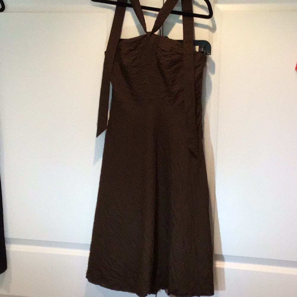 J Crew Aubrey chocolate brown Halter Dress - 4